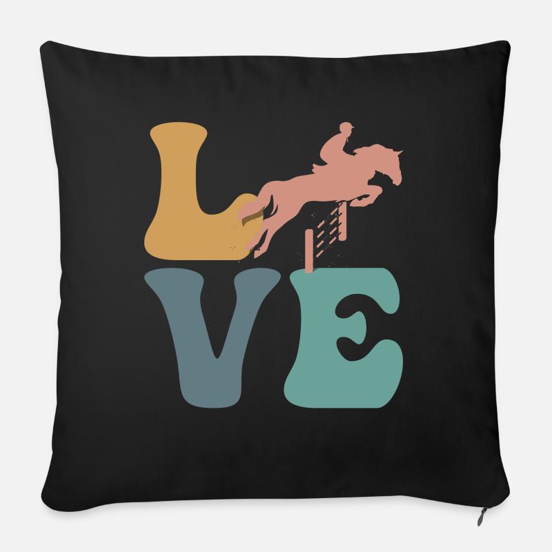 Reitsport Reiten Pferdeliebhaber - Sofakissenbezug 45 x 45 cm - Schwarz