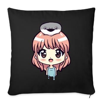 Funny Sacabambaspis Fish Meme Anime Girl - Sofa pillowcase 17,3'' x 17,3'' (45 x 45 cm) - black - Front