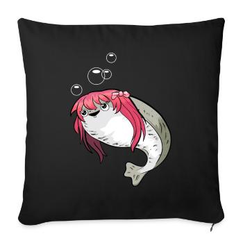 Funny Sacabambaspis Fish Meme Kawaii Girl - Sofa pillowcase 17,3'' x 17,3'' (45 x 45 cm) - black - Front