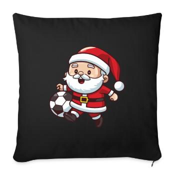 Père Noël Football Sports Noël - Housse de coussin décorative 45 x 45 cm - noir - Devant