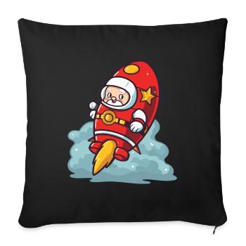 Santa Claus Rocket Santa Christmas - Sofa pillowcase 17,3'' x 17,3'' (45 x 45 cm) - black - Front