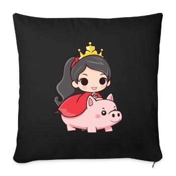 Princesse Cochon Conte de fées - Housse de coussin décorative 45 x 45 cm - noir - Devant