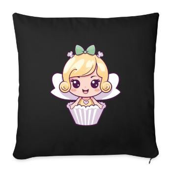 Gâteau de fée à dos - Housse de coussin décorative 45 x 45 cm - noir - Devant