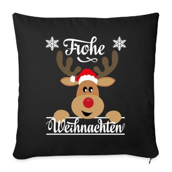 Frohe Weihnachten ein Weihnachtshirsch Rentier - Sofakissenbezug 45 x 45 cm - Schwarz - Vorne
