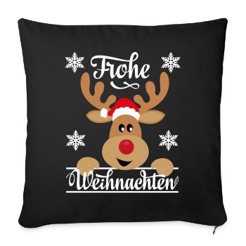 Frohe Weihnachten ein Weihnachtshirsch Rentier - Sofakissenbezug 45 x 45 cm - Schwarz - Vorne