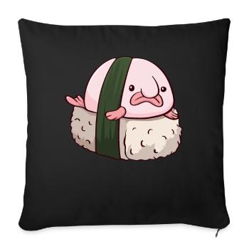 Kawaii Blobfish Sushi Cuisine Japonaise - Housse de coussin décorative 45 x 45 cm - noir - Devant