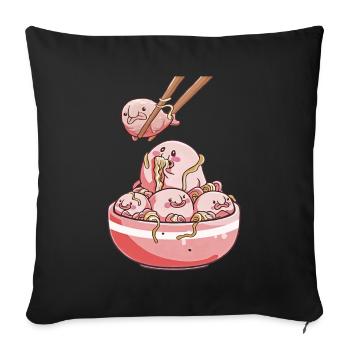 Kawaii Blob Fish Ramen Noodles Japanese Food - Sofa pillowcase 17,3'' x 17,3'' (45 x 45 cm) - black - Front