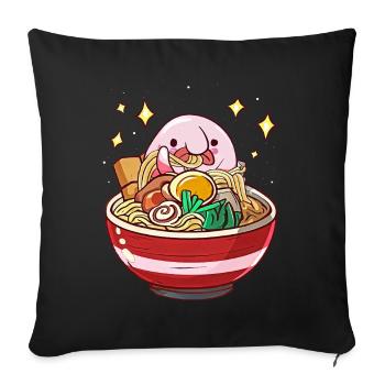 Kawaii Blob Fish Ramen Nouilles Cuisine Japonaise - Housse de coussin décorative 45 x 45 cm - noir - Devant
