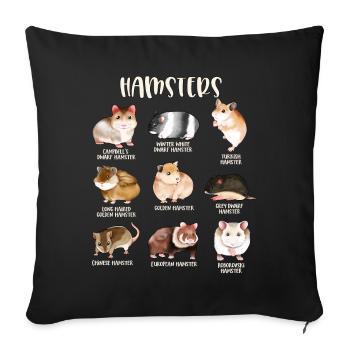 Many species of hamsters - Sofa pillowcase 17,3'' x 17,3'' (45 x 45 cm) - black - Front