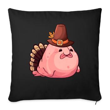 Erntedankfest Blobfisch Truthahn - Sofakissenbezug 45 x 45 cm - Schwarz - Vorne