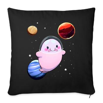 Funny Blobfish Space Astronaut Planet - Sofa pillowcase 17,3'' x 17,3'' (45 x 45 cm) - black - Front