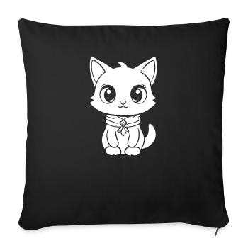 Katze - Sofakissenbezug 45 x 45 cm - Schwarz - Vorne