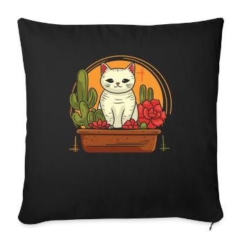 Katze - Sofakissenbezug 45 x 45 cm - Schwarz - Vorne