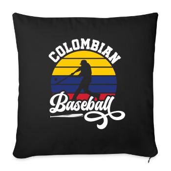 Joueur de baseball colombien rétro - Housse de coussin décorative 45 x 45 cm - noir - Devant