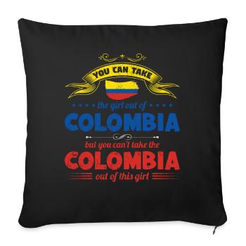 Colombie femme drôle colombien cadeau - Housse de coussin décorative 45 x 45 cm - noir - Devant