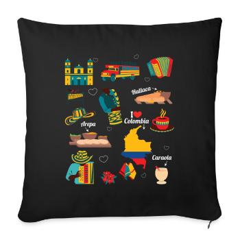 Colombie Amérique du Sud Voyage Pays Sac à dos de voyage - Housse de coussin décorative 45 x 45 cm - noir - Devant