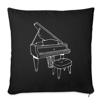 Un piano avec la chaise Piano Instrument de musique - Housse de coussin décorative 45 x 45 cm - noir - Devant