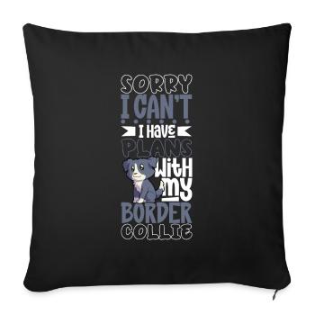 Projets avec mon Border Collie - Housse de coussin décorative 45 x 45 cm - noir - Devant