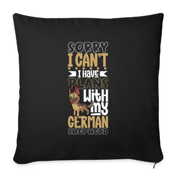 Plans with my German Shepherd - Sofa pillowcase 17,3'' x 17,3'' (45 x 45 cm) - black - Front