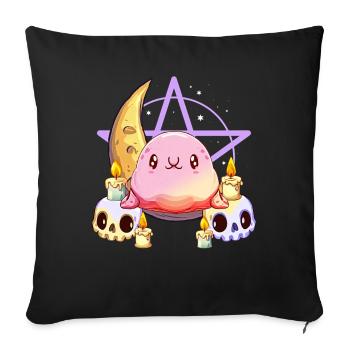 Kawaii Pastel Goth Blobfish croissant de lune crâne - Housse de coussin décorative 45 x 45 cm - noir - Devant