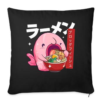 Kawaii Blobfish Ramen Cuisine Japonaise - Housse de coussin décorative 45 x 45 cm - noir - Devant