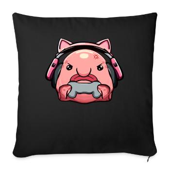 Kawaii Blobfish Gaming Gamer Fille - Housse de coussin décorative 45 x 45 cm - noir - Devant