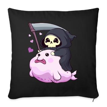Kawaii Pastel Goth Blobfish Death Grim Reaper - Housse de coussin décorative 45 x 45 cm - noir - Devant