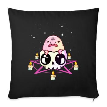 Kawaii Pastel Goth Blobfish crâne pentagramme - Housse de coussin décorative 45 x 45 cm - noir - Devant