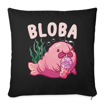 Kawaii Blobfish Boba Bubble Milk Thé - Housse de coussin décorative 45 x 45 cm - noir - Devant