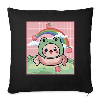 Chapeau de grenouille Kawaii Cottagecore Blobfish - Housse de coussin décorative 45 x 45 cm - noir - Devant