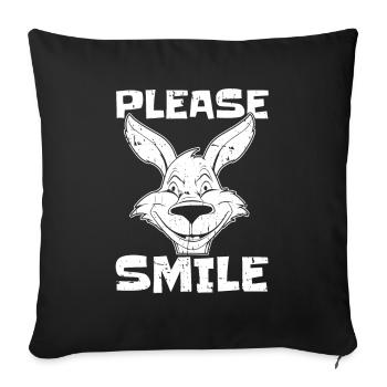 Kangaroo Funny Just Smile - Sofa pillowcase 17,3'' x 17,3'' (45 x 45 cm) - black - Front
