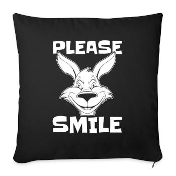 Kangaroo Funny Just Smile - Sofa pillowcase 17,3'' x 17,3'' (45 x 45 cm) - black - Front