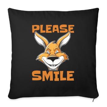 Kangaroo Funny Just Smile - Sofa pillowcase 17,3'' x 17,3'' (45 x 45 cm) - black - Front