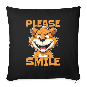Hamster Hamster Doré Drôle Juste Sourire - Housse de coussin décorative 45 x 45 cm - noir - Devant
