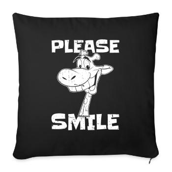 Giraffe Funny Just Smile - Sofa pillowcase 17,3'' x 17,3'' (45 x 45 cm) - black - Front