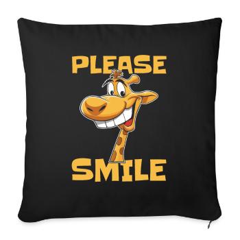 Giraffe Funny Just Smile - Sofa pillowcase 17,3'' x 17,3'' (45 x 45 cm) - black - Front