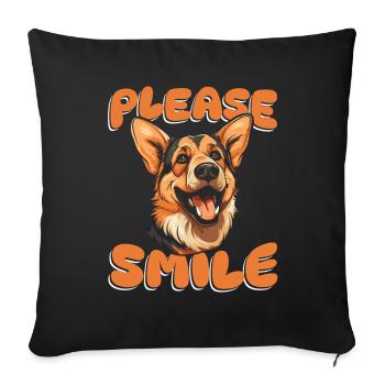 German Shepherd Funny Just Smile - Sofa pillowcase 17,3'' x 17,3'' (45 x 45 cm) - black - Front