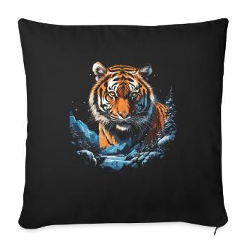 Majestic Tiger Wilderness Wild Powerful - Sofa pillowcase 17,3'' x 17,3'' (45 x 45 cm) - black - Front