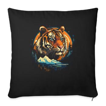 Majestic Tiger Wilderness Wild Powerful - Sofa pillowcase 17,3'' x 17,3'' (45 x 45 cm) - black - Front
