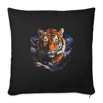 Majestic Tiger Wilderness Wild Powerful - Sofa pillowcase 17,3'' x 17,3'' (45 x 45 cm) - black - Front