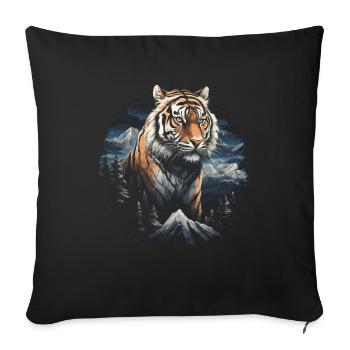 Tiger, Nature, Animals - Sofa pillowcase 17,3'' x 17,3'' (45 x 45 cm) - black - Front