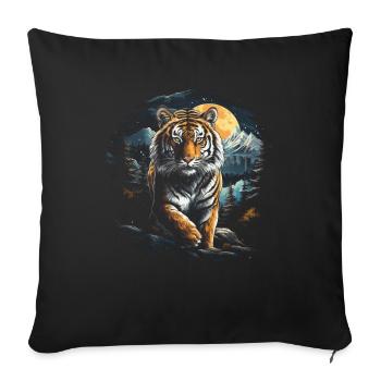 Tiger, Nature, Animals - Sofa pillowcase 17,3'' x 17,3'' (45 x 45 cm) - black - Front