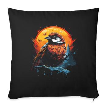 Sparrow, Majestic, Animal, Tropical - Sofa pillowcase 17,3'' x 17,3'' (45 x 45 cm) - black - Front