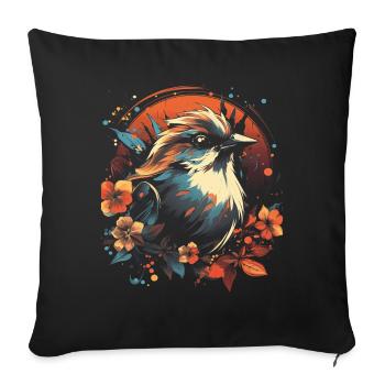 Sparrow, Majestic, Animal, Tropical - Sofa pillowcase 17,3'' x 17,3'' (45 x 45 cm) - black - Front