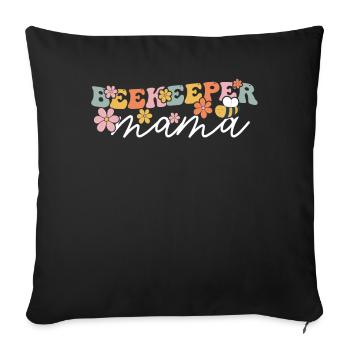 Maman apicole groovy - Housse de coussin décorative 45 x 45 cm - noir - Devant