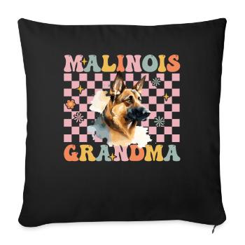 Chien Malinois belge Groovy - Housse de coussin décorative 45 x 45 cm - noir - Devant