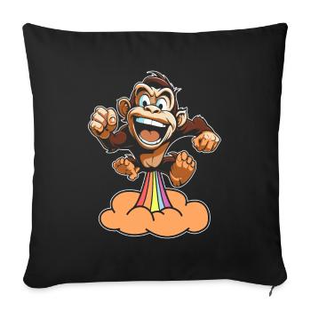 Monkey Funny Rainbow Fart - Sofa pillowcase 17,3'' x 17,3'' (45 x 45 cm) - black - Front