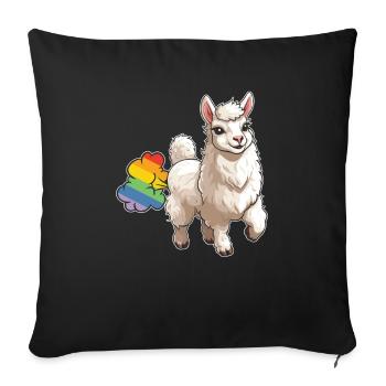 Lama Llama Lustig Regenbogenfurz - Sofakissenbezug 45 x 45 cm - Schwarz - Vorne