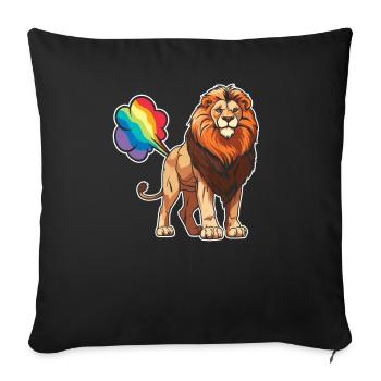 Lion Funny Rainbow Fart - Sofa pillowcase 17,3'' x 17,3'' (45 x 45 cm) - black - Front
