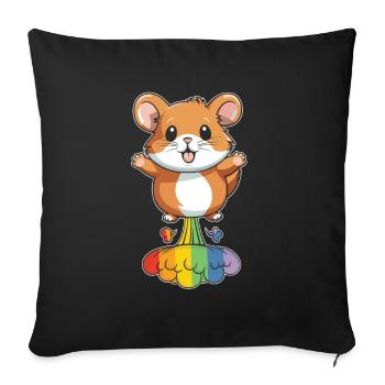 Hamster Gold Hamster Funny Rainbow Fart - Sofa pillowcase 17,3'' x 17,3'' (45 x 45 cm) - black - Front